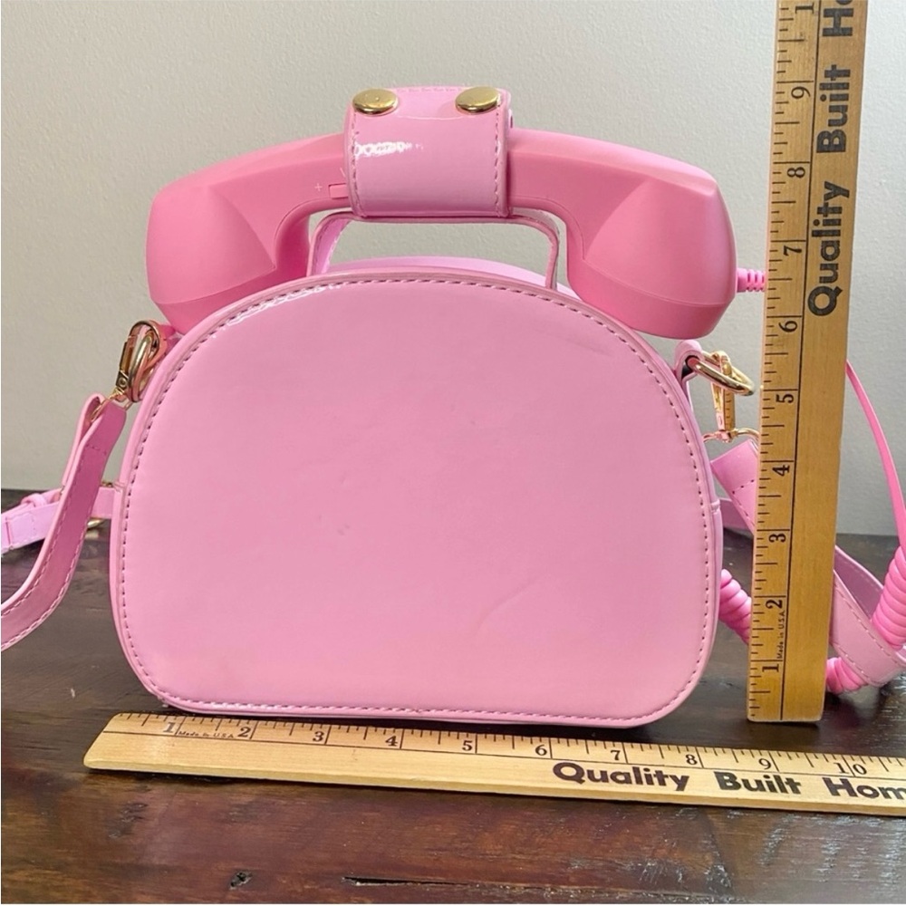 Pink Retro Rotary Telephone Clutch Purse Crossbody Handbag - Picture 5 of 11